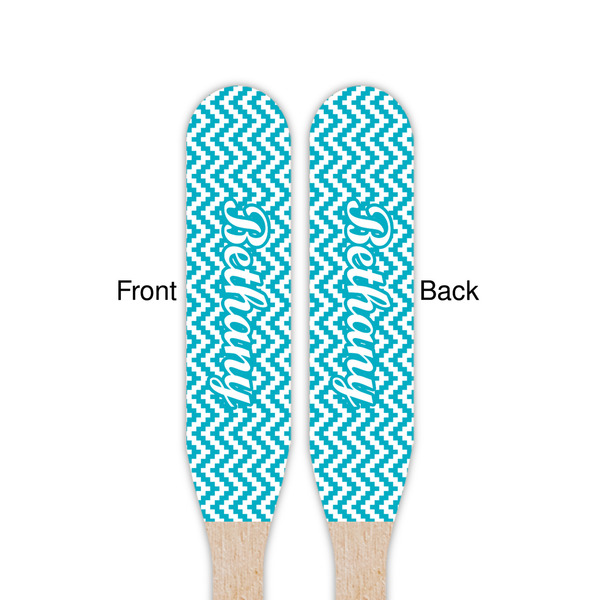 Pixelated Chevron Wooden Food Pick - Paddle - Double Sided - Front & Back