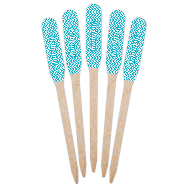 Pixelated Chevron Wooden Food Pick - Paddle - Fan View