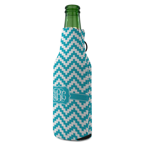 Pixelated Chevron Zipper Bottle Cooler - ANGLE (bottle)