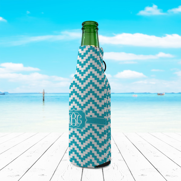 Pixelated Chevron Zipper Bottle Cooler - LIFESTYLE