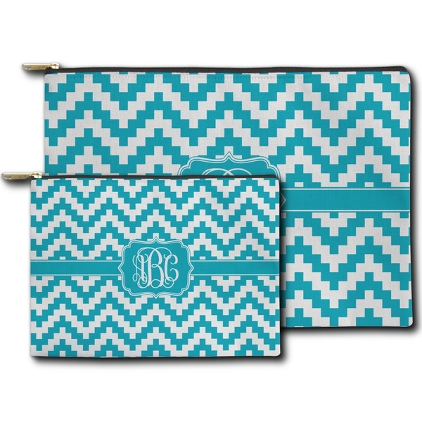 Pixelated Chevron Zippered Pouches - Size Comparison