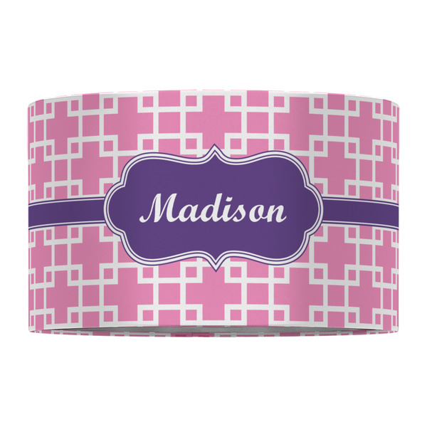 Linked Squares 12" Drum Lampshade - FRONT (Fabric)