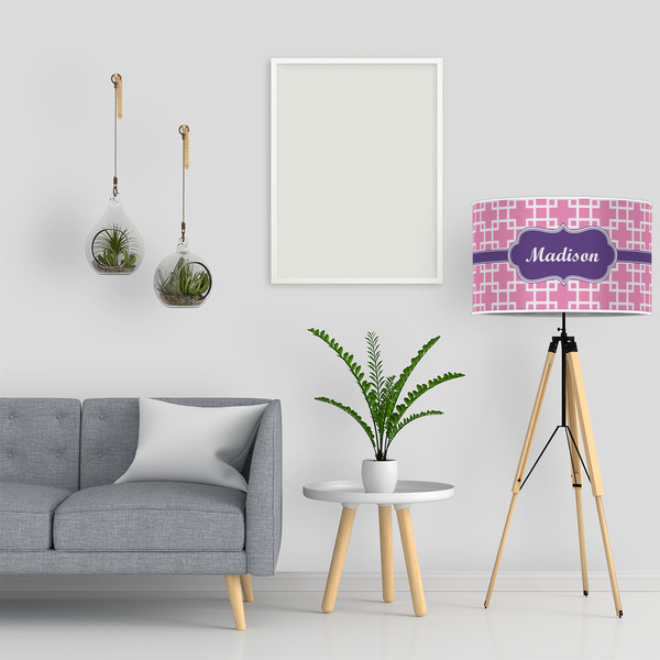 Linked Squares 12" Drum Lampshade - LIFESTYLE