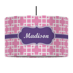 Linked Squares 12" Drum Pendant Lamp - Fabric (Personalized)