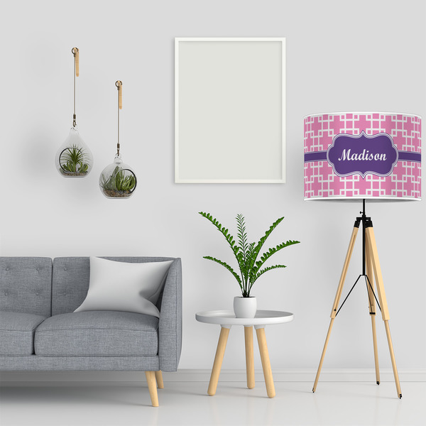 Linked Squares 16" Drum Lampshade - LIFESTYLE