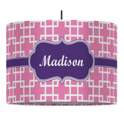 Linked Squares 16" Drum Pendant Lamp - Fabric (Personalized)