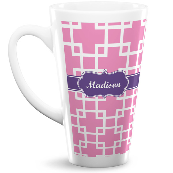 Custom Linked Squares 16 Oz Latte Mug (Personalized)
