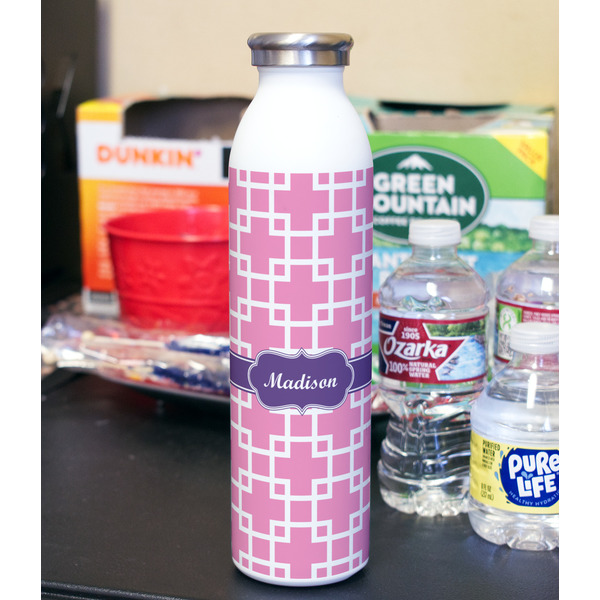 Linked Squares 20oz Water Bottles - Full Print - In Context