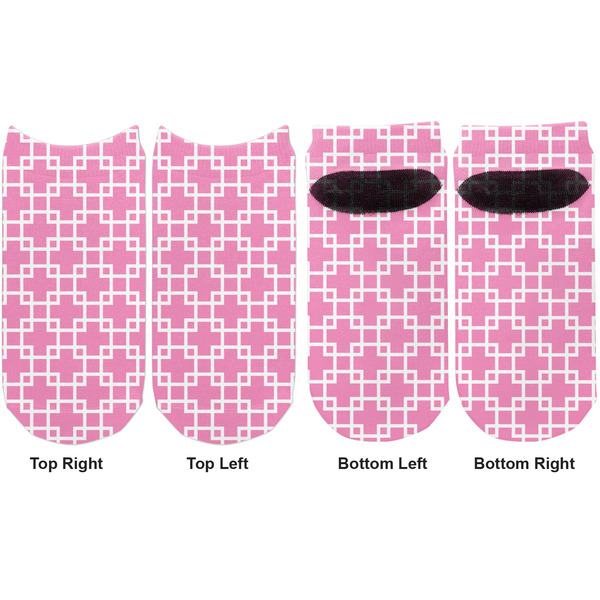 Linked Squares Adult Ankle Socks - Double Pair - Front and Back - Apvl