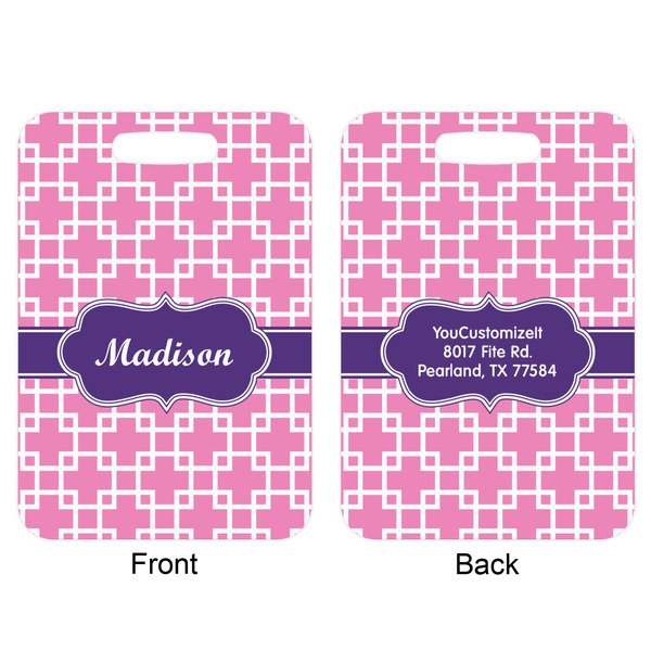 Linked Squares Aluminum Luggage Tag (Front + Back)