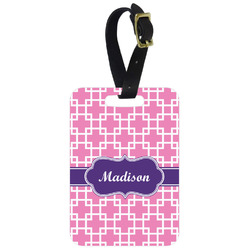 Linked Squares Metal Luggage Tag w/ Name or Text