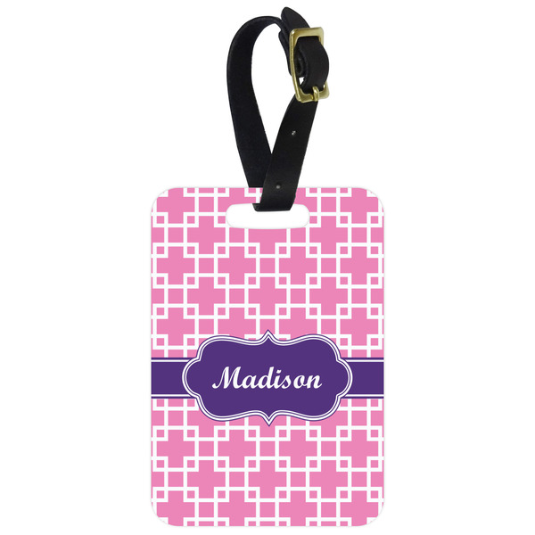 Custom Linked Squares Metal Luggage Tag w/ Name or Text