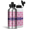 Linked Squares Aluminum Water Bottles - MAIN (white &silver)