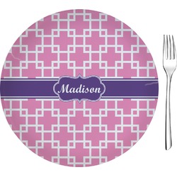 Linked Squares 8" Glass Appetizer / Dessert Plates - Single or Set (Personalized)
