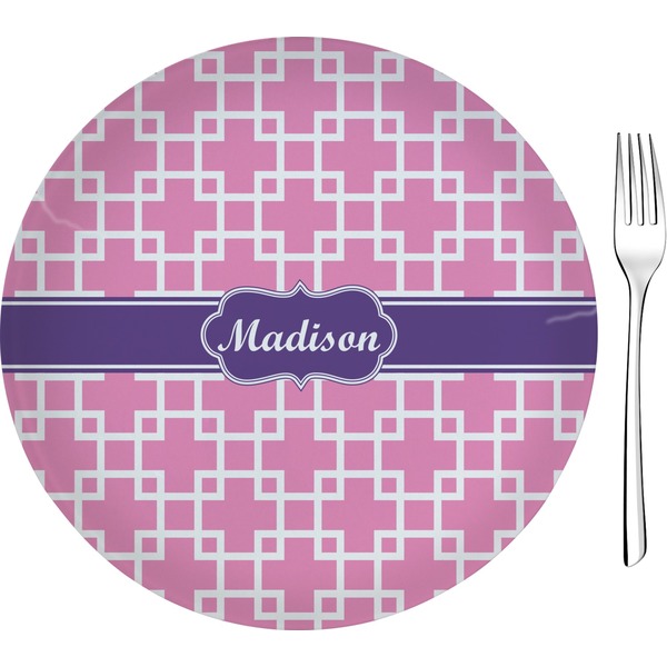 Custom Linked Squares Glass Appetizer / Dessert Plate 8" (Personalized)