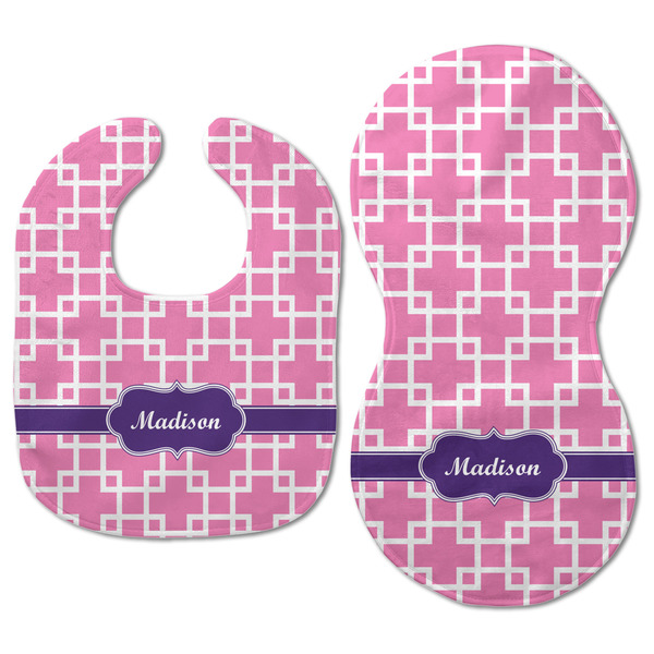 Linked Squares Baby Bib & Burp Set - Approval (new bib & burp)