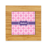 Linked Squares Bamboo Trivet with Ceramic Tile Insert (Personalized)