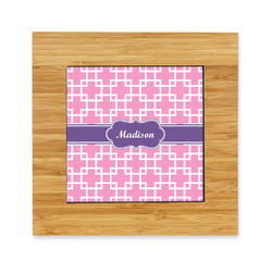 Linked Squares Bamboo Trivet with Ceramic Tile Insert (Personalized)