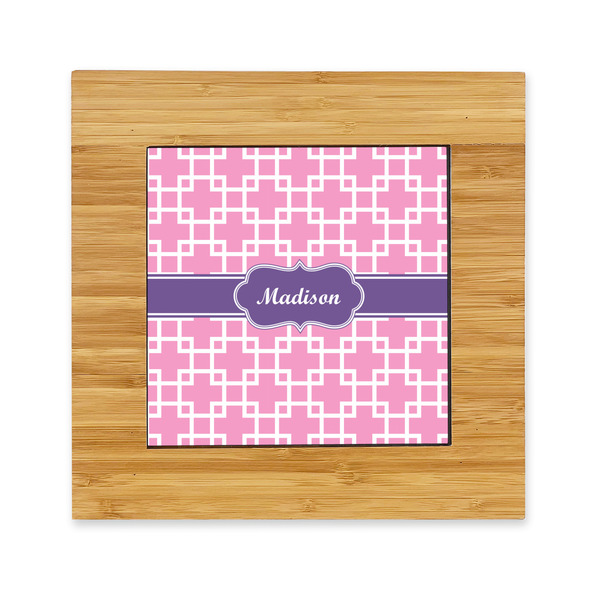 Custom Linked Squares Bamboo Trivet with Ceramic Tile Insert (Personalized)