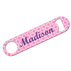 Linked Squares Bar Bottle Opener - White w/ Name or Text