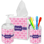 Linked Squares Acrylic Bathroom Accessories Set w/ Name or Text