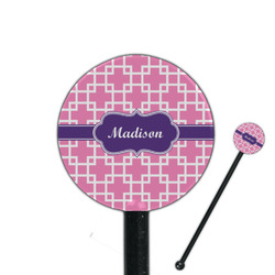 Linked Squares 5.5" Round Plastic Stir Sticks - Black - Double Sided (Personalized)