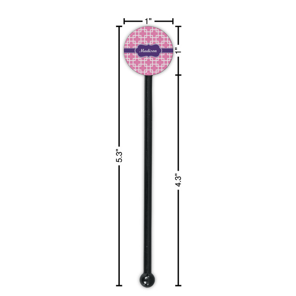 Linked Squares Black Plastic 5.5" Stir Stick - Round - Dimensions