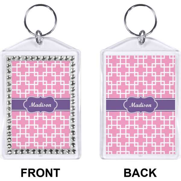 Linked Squares Bling Keychain (Front + Back)