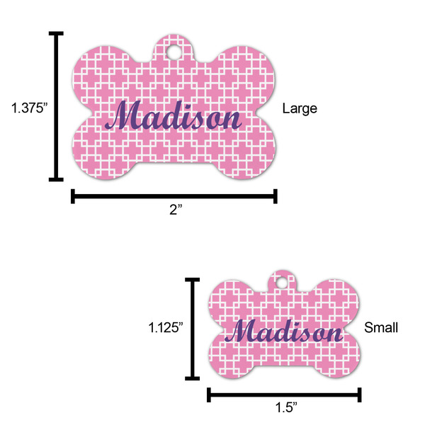 Linked Squares Bone Shaped Dog ID Tag - Large - Scale