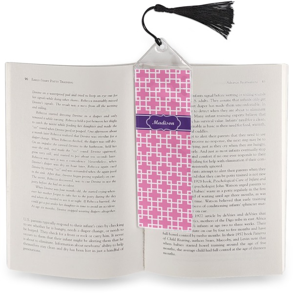 Linked Squares Bookmark with tassel - In book