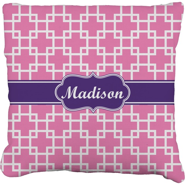 Custom Linked Squares Faux-Linen Throw Pillow 16" (Personalized)