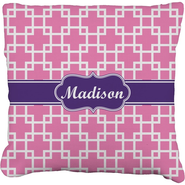 Custom Linked Squares Faux-Linen Throw Pillow 18" (Personalized)