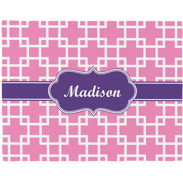 Custom Linked Squares Woven Fabric Placemat - Twill w/ Name or Text