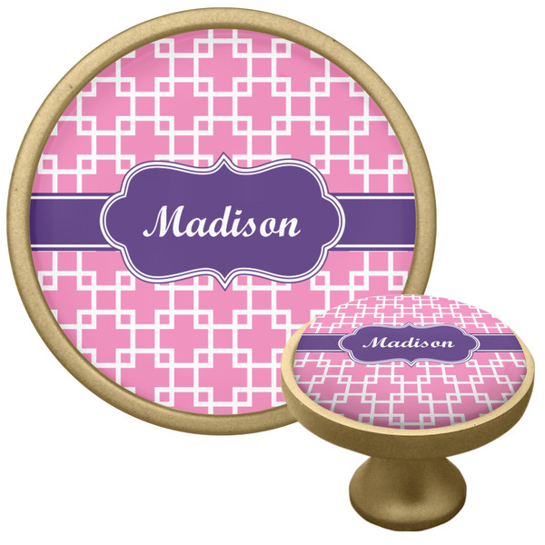 Linked Squares Cabinet Knob - Gold - Multi Angle