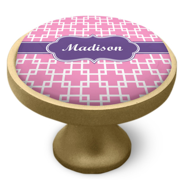 Linked Squares Cabinet Knob - Gold - Side