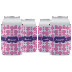 Linked Squares Can Cooler (12 oz) - Set of 4 w/ Name or Text