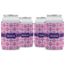 Linked Squares Can Cooler (12 oz) - Set of 4 w/ Name or Text