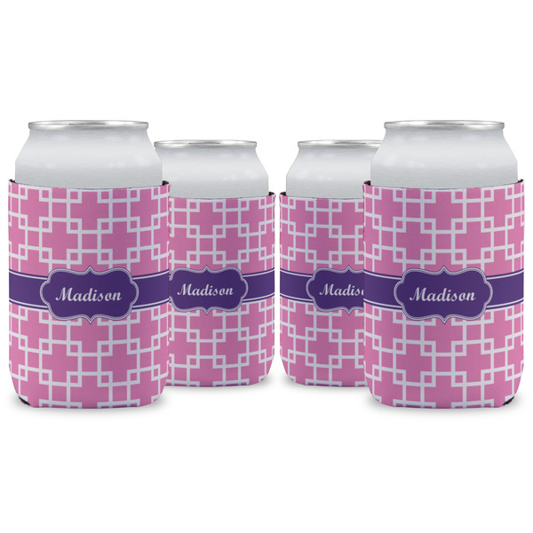 Custom Linked Squares Can Cooler (12 oz) - Set of 4 w/ Name or Text
