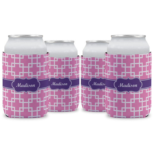 Custom Linked Squares Can Cooler (12 oz) - Set of 4 w/ Name or Text