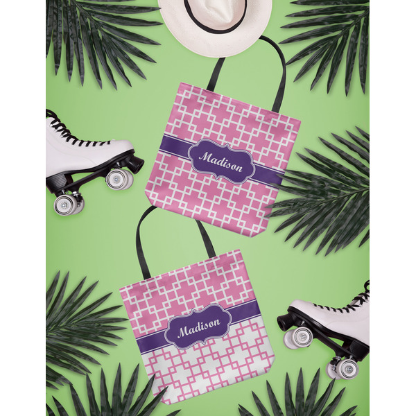 Linked Squares Canvas Tote Lifestyle Front and Back