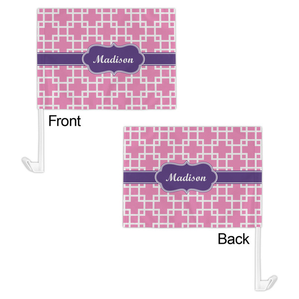 Linked Squares Car Flag - 11" x 8" - Front & Back View