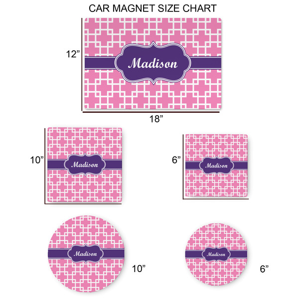 Linked Squares Car Magnets - SIZE CHART
