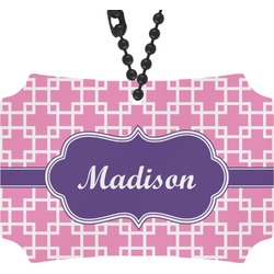 Linked Squares Rear View Mirror Ornament (Personalized)