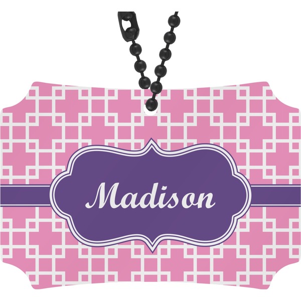 Custom Linked Squares Rear View Mirror Ornament (Personalized)