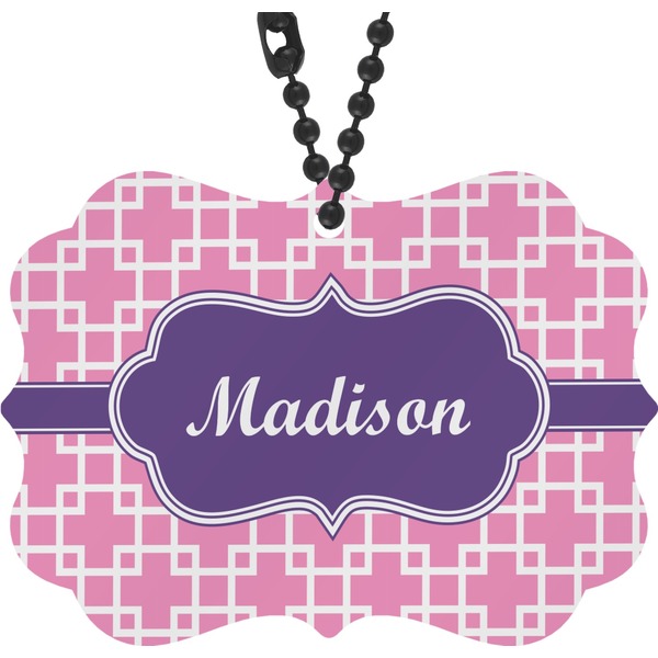 Custom Linked Squares Rear View Mirror Decor (Personalized)