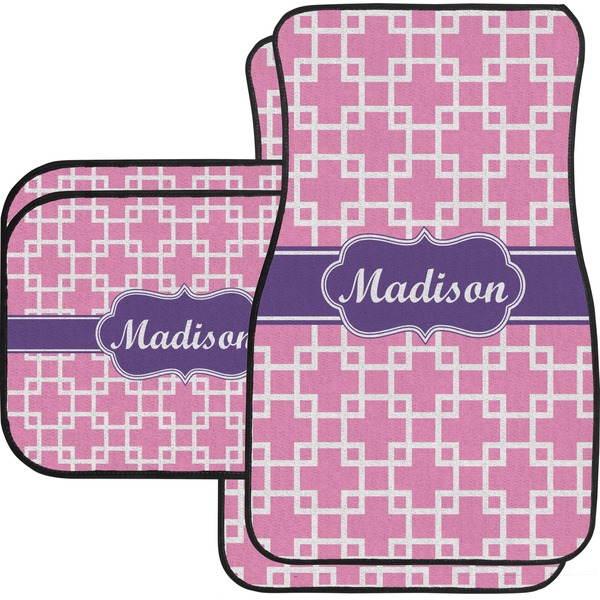 Custom Linked Squares Car Floor Mats Set - 2 Front & 2 Back (Personalized)