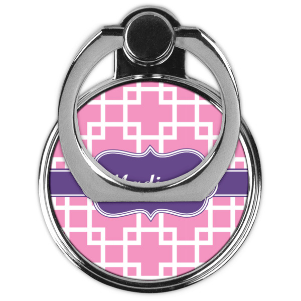 Linked Squares Cell Phone Ring Stand & Holder - Front (Collapsed)
