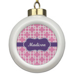 Linked Squares Ceramic Ball Ornament (Personalized)