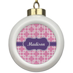 Linked Squares Ceramic Ball Ornament (Personalized)