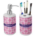 Linked Squares Ceramic Bathroom Accessories Set (Personalized)